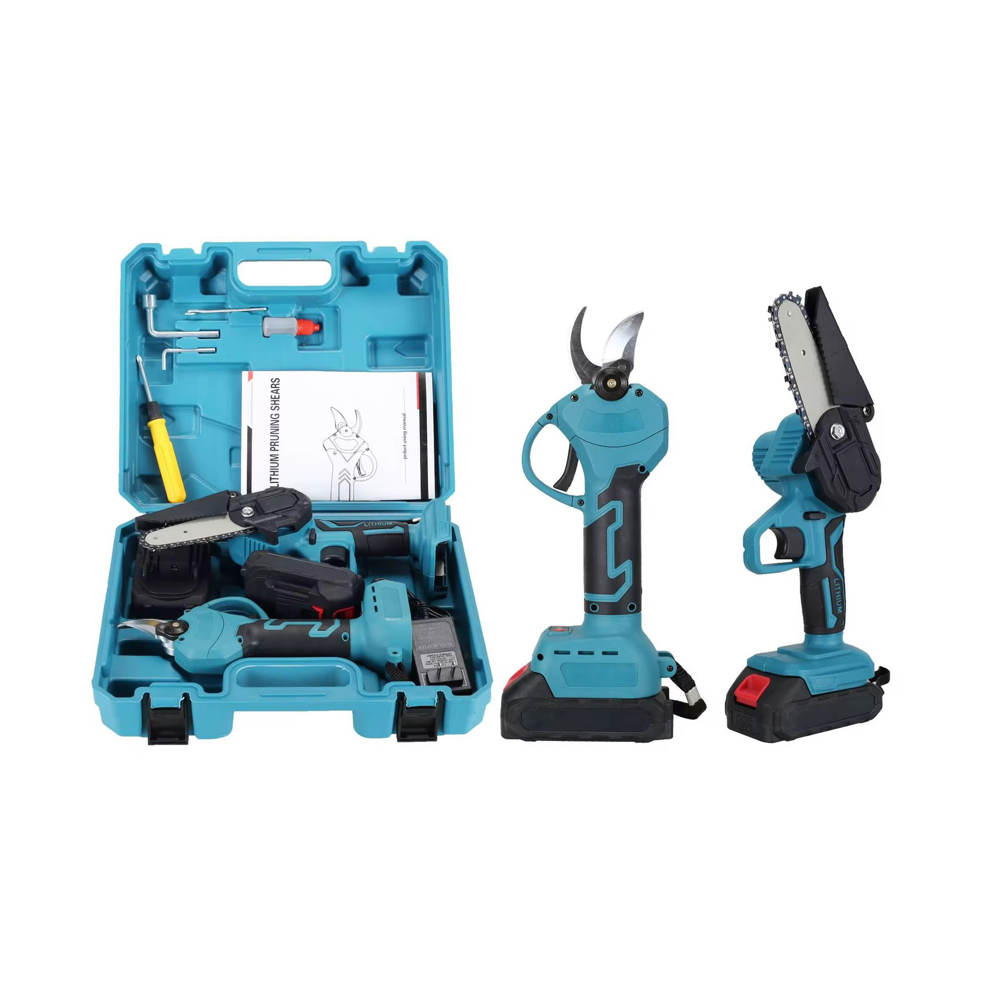 Set Gërshërë Krasitëse & Mini Sharrë (15cm) me 2 Bateri